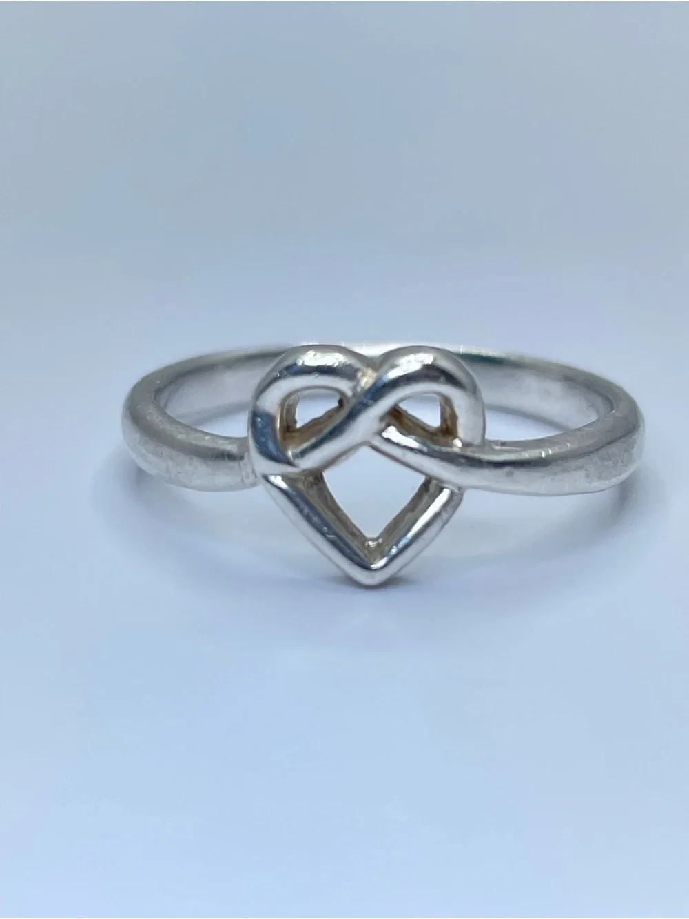 925 Sterling Silver Infinity Heart Ring Band Sz 7 Minimalist Love Modern Classic
